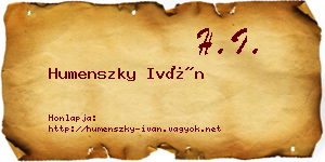 Humenszky Iván névjegykártya